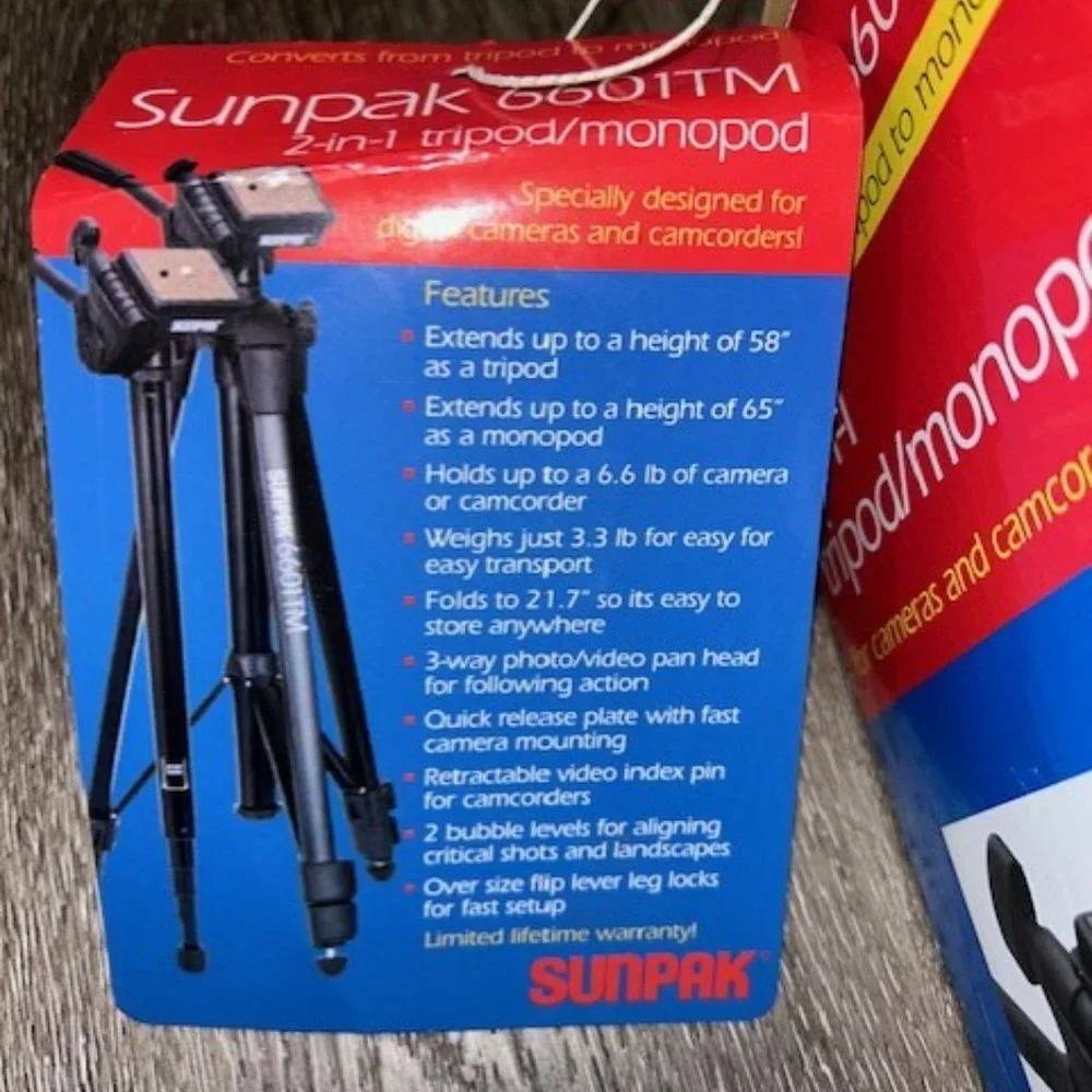 Sunpak 6601TM 2-in-1 Tripod/Monopod for Cameras & Camcorders